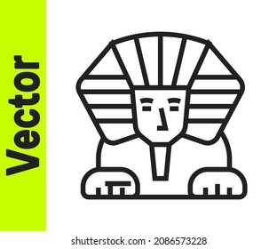 Esfinge de la línea negra - criatura mítica del ícono antiguo de Egipto aislada en el fondo blanco.  Vector