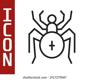 Black line Spider icon isolated on white background. Happy Halloween party.  Vector