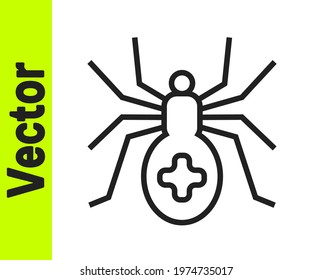 Black line Spider icon isolated on white background. Happy Halloween party.  Vector