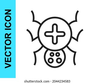 Black line Spider icon isolated on white background. Happy Halloween party.  Vector
