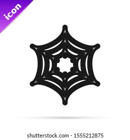 Black line Spider web icon isolated on white background. Cobweb sign. Happy Halloween party.  Vector Illustration