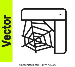 Black line Spider web icon isolated on white background. Cobweb sign. Happy Halloween party.  Vector