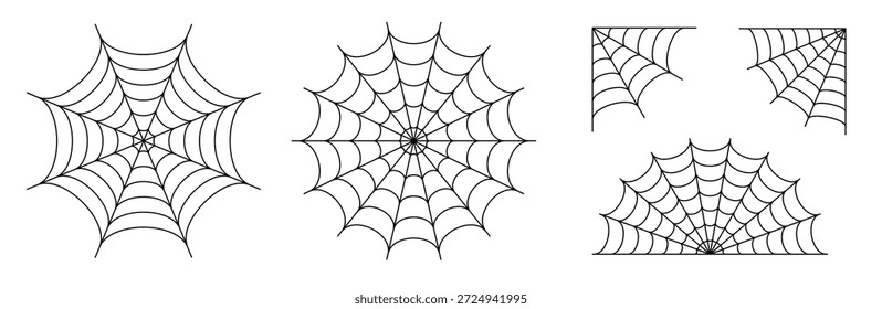 Conjunto de Web de araña de línea negra Esquina de telaraña simplificada