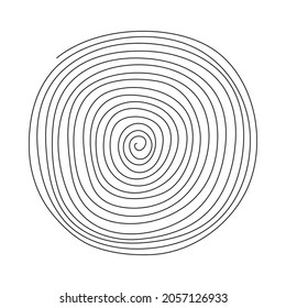 Black line spiral symbol. Swirl one line circle. Vector isolated on white