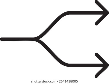 A black line splits into two separate lines, each ending with an arrow pointing to the right.