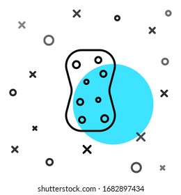 Esponja de línea negra con icono de burbujas aislado en fondo blanco. Vapor de vientre para lavar platos. Logo del servicio de limpieza. Formas dinámicas aleatorias. Ilustración vectorial