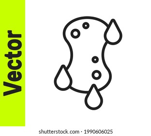 Black line Sponge icon isolated on white background. Wisp of bast for washing dishes. Cleaning service logo.  Vector
