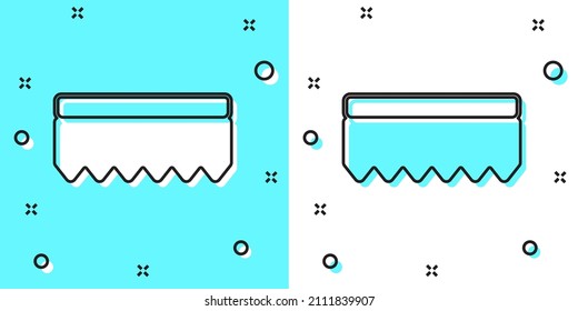 Black line Sponge icon isolated on green and white background. Wisp of bast for washing dishes. Cleaning service logo. Random dynamic shapes. Vector