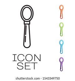 Black line Spoon icon isolated on white background. Cooking utensil. Cutlery sign. Set icons colorful. Vector Illustration