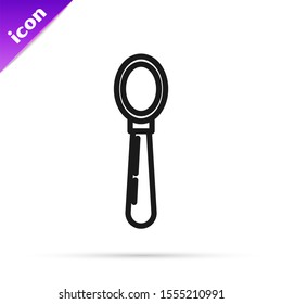 Black line Spoon icon isolated on white background. Cooking utensil. Cutlery sign.  Vector Illustration