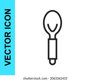 Black line Spoon icon isolated on white background. Cooking utensil. Cutlery sign.  Vector