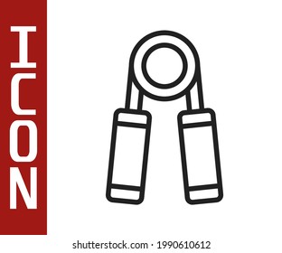 Black line Sport expander icon isolated on white background. Sport equipment.  Vector