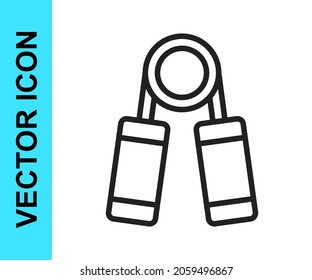 Black line Sport expander icon isolated on white background. Sport equipment.  Vector