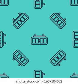 Black line Sport hockey mechanical scoreboard and result display icon isolated seamless pattern on green background.  Vector Illustration