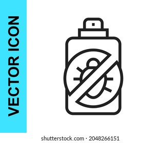 Black line Spray against insects icon isolated on white background.  Vector