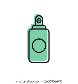 Black line Spray can for air freshener, hairspray, deodorant, antiperspirant icon isolated on white background.  Vector Illustration