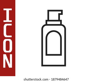 Black line Spray can for hairspray, deodorant, antiperspirant icon isolated on white background.  Vector