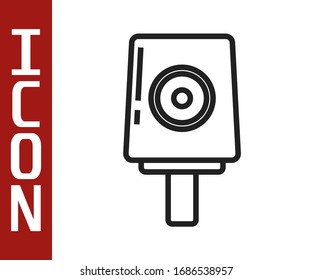 Black line Spray can nozzle cap icon isolated on white background.  Vector Illustration