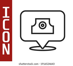 Black line Spray can nozzle cap icon isolated on white background.  Vector