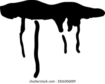 línea negra de la pintura con aerosol y caídas hacia abajo