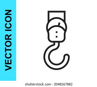 Icono de escala de primavera de línea negra aislado en fondo blanco. Equilibrio para pesaje. Determinación del peso.  Vector