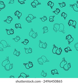 Icono de germinado de línea negra aislado sin patrón sobre fondo verde. Semillas y plántulas. Señal de hojas. Naturaleza de la hoja.  Vector