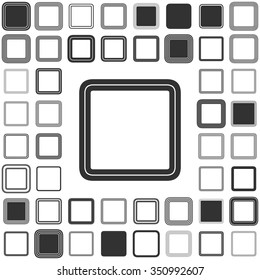 Black line square logo icon design set