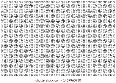 Black line square in random shape with halftone style isolated in white background. Modern geometric pattern design - Vector Illustration.