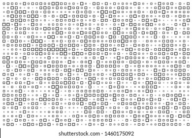 Black line square in random shape with halftone style isolated in white background. Modern geometric pattern design - Vector Illustration.