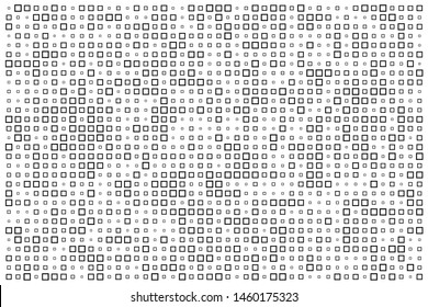 Black line square in random shape with halftone style isolated in white background. Modern geometric pattern design - Vector Illustration.