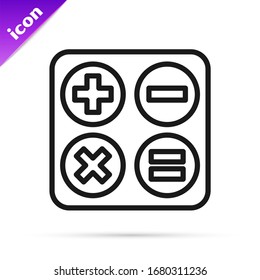 Black line Square root icon isolated on white background.  Vector Illustration