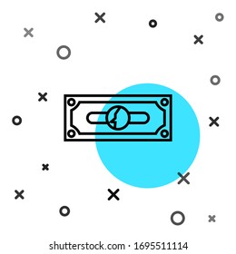 Black line Stack of paper money, cash icon isolated on white background. Money banknotes stacks. Bill currency. Random dynamic shapes. Vector Illustration