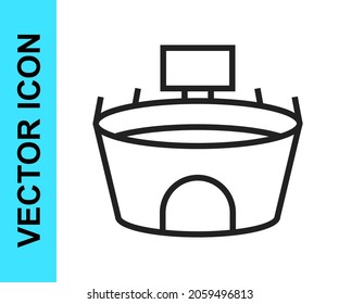 Black line Stadium icon isolated on white background. Arena symbol.  Vector