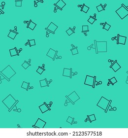 Black line Stage stand or debate podium rostrum icon isolated seamless pattern on green background. Conference speech tribune.  Vector