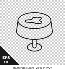 Línea negra Mancha en el icono del mantel aislado en fondo transparente.  Vector