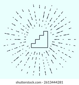 Black line Staircase icon isolated on grey background. Abstract circle random dots. Vector