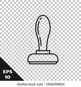 Black line Stamp icon isolated on transparent background.  Vector Illustration