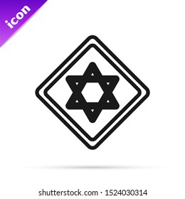 Black line Star of David icon isolated on white background. Jewish religion symbol. Symbol of Israel.  Vector Illustration
