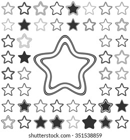 Black line star logo icon design set