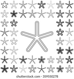 Black line star logo icon design set