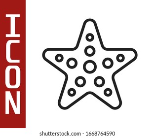Black line Starfish icon isolated on white background.  Vector Illustration