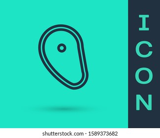 Black line Steak meat icon isolated on green background.  Vector Illustration