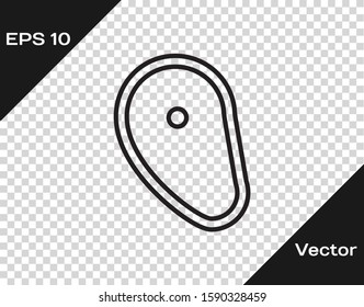 Black line Steak meat icon isolated on transparent background.  Vector Illustration
