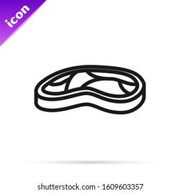 Black line Steak meat icon isolated on white background.  Vector Illustration