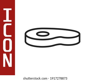 Black line Steak meat icon isolated on white background.  Vector