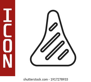 Black line Steak meat icon isolated on white background.  Vector