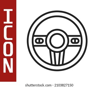 Black line Steering wheel icon isolated on white background. Car wheel icon.  Vector