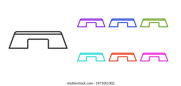 Black line Step platform icon isolated on white background. Set icons colorful. Vector
