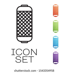 Black line Stereo speaker icon isolated on white background. Sound system speakers. Music icon. Musical column speaker bass equipment. Set icons colorful. Vector Illustration