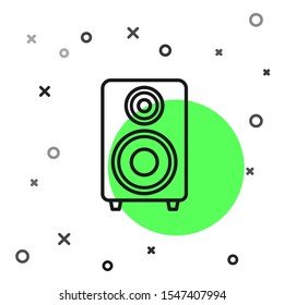 Black line Stereo speaker icon isolated on white background. Sound system speakers. Music icon. Musical column speaker bass equipment.  Vector Illustration